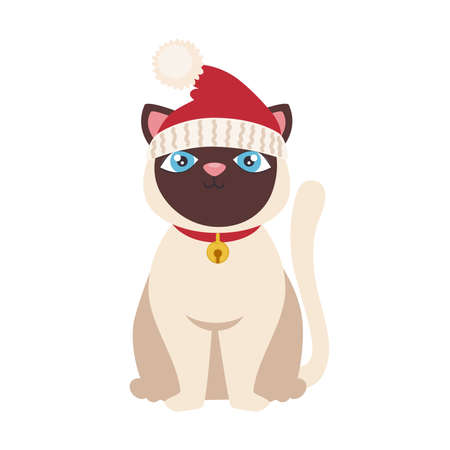 cute cat with santa hatのイラスト素材