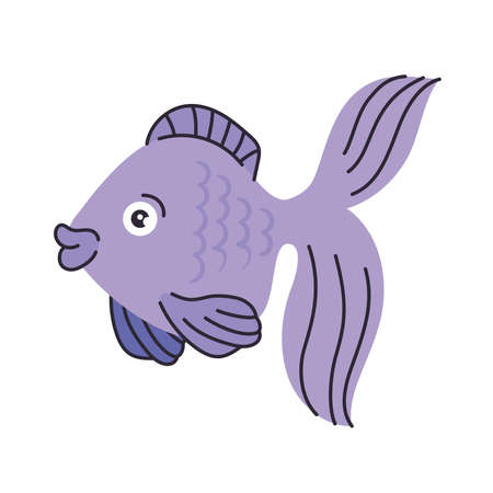 lilac fish sealifeのイラスト素材