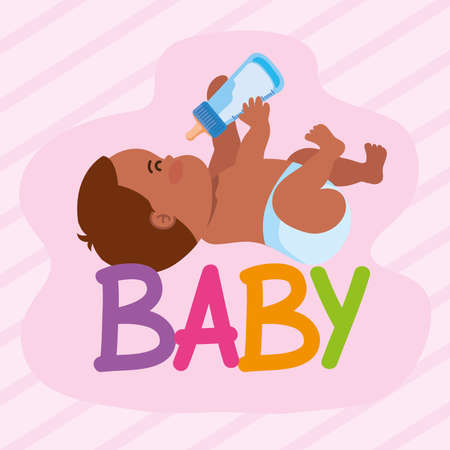 cute baby boy afroのイラスト素材