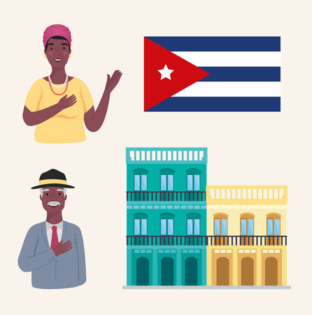 four cuba country iconsのイラスト素材
