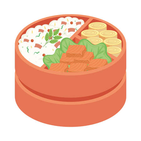 orange bento box with lunchのイラスト素材