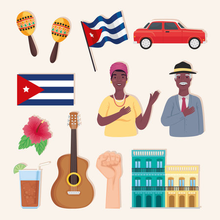eleven cuba country iconsのイラスト素材