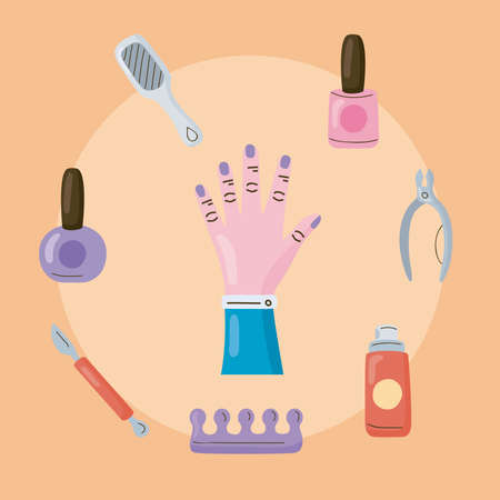 set of eight manicure itemsのイラスト素材
