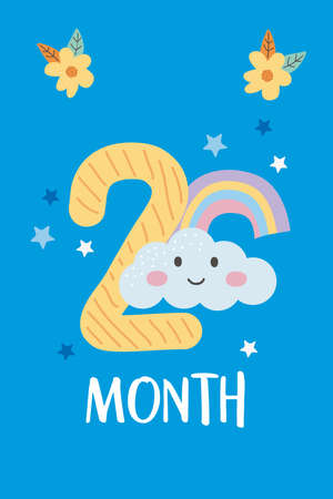 baby month poster with itemsのイラスト素材