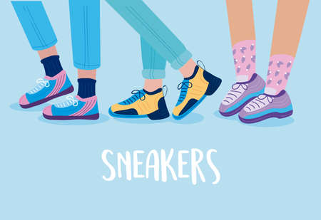 poster of shoes and sneakersのイラスト素材
