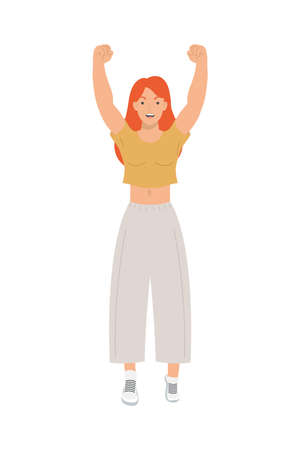 nice woman protesting over whiteのイラスト素材