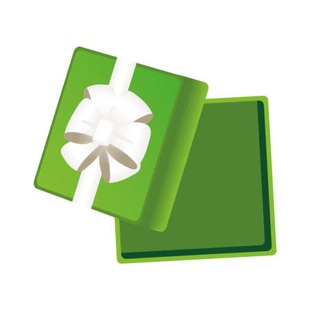 green birthday gift over whiteのイラスト素材