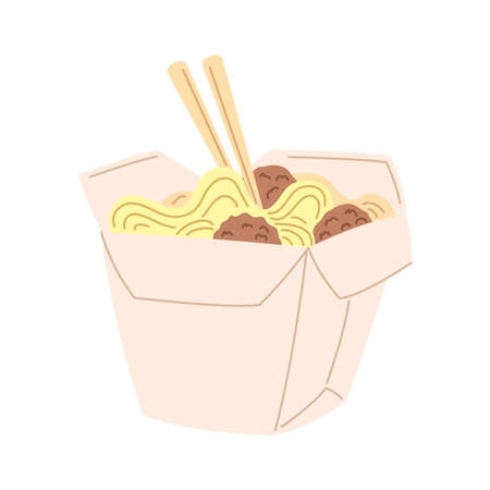 noodles box design with chopsticksのイラスト素材