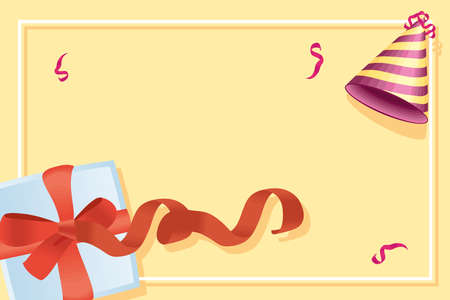 pretty birthday frame with itemsのイラスト素材