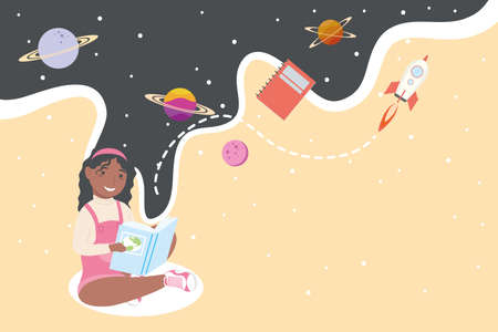 nice studying girl with itemsのイラスト素材