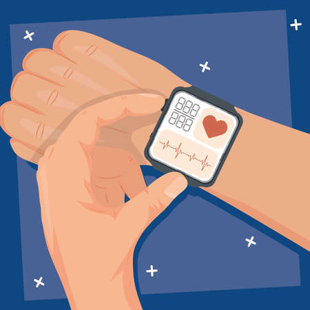 heart monitor cartel with smartwatchのイラスト素材