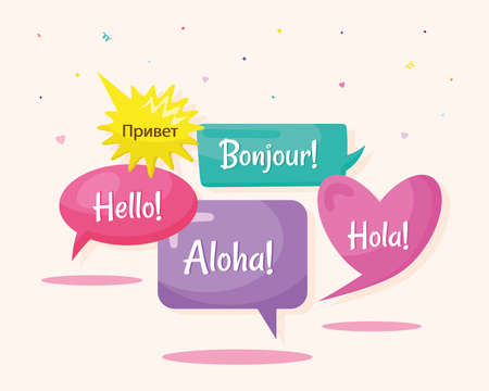 five global hello bubblesのイラスト素材