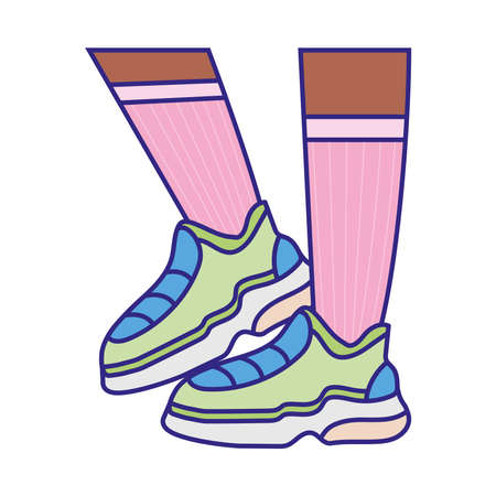 blue and green sneakersのイラスト素材