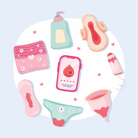 eight menstruation period iconsのイラスト素材