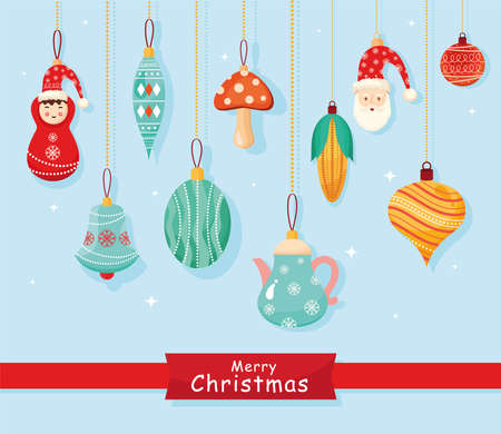 ten christmas decorations iconsのイラスト素材