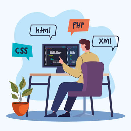 worker man of developer webのイラスト素材