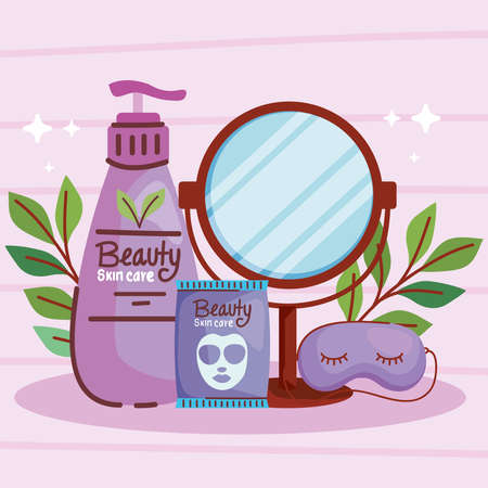 mirror and skin care iconsのイラスト素材