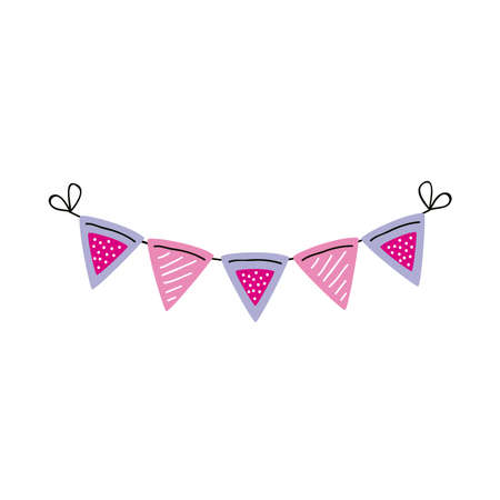 birthday garlands hanging celebration iconsのイラスト素材
