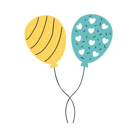 happy birthday balloons helium floatingのイラスト素材