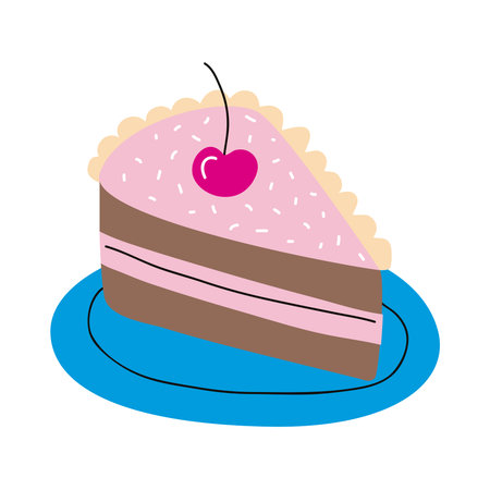 sweet cake portion with cherry