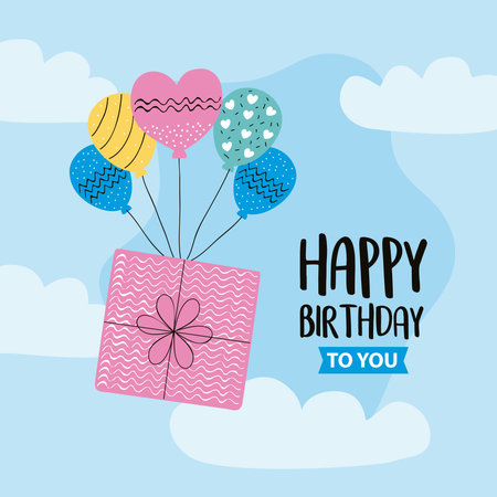 happy birthday celebration with giftのイラスト素材