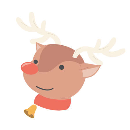 merry christmas reindeer head characterのイラスト素材