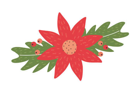 flower and leafs decorative christmasのイラスト素材