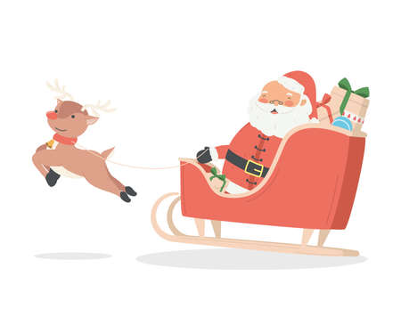 merry christmas santa in carriageのイラスト素材