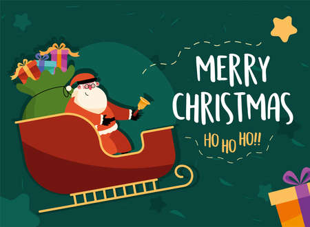 christmas santa in sleed cardのイラスト素材