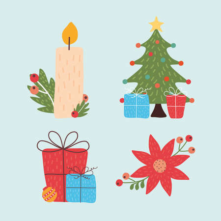 four christmas celebration set iconsのイラスト素材