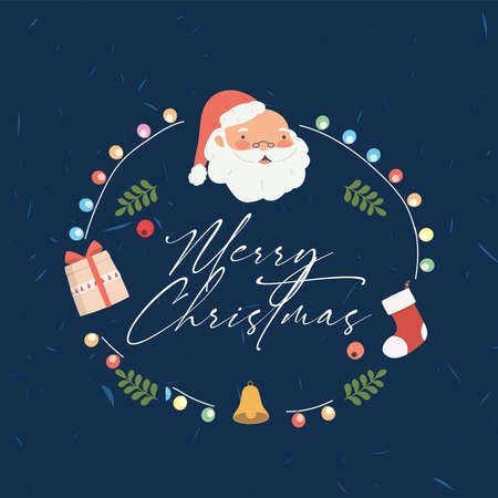merry christmas lights and iconsのイラスト素材