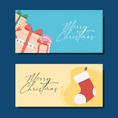 merry christmas two cards iconsのイラスト素材