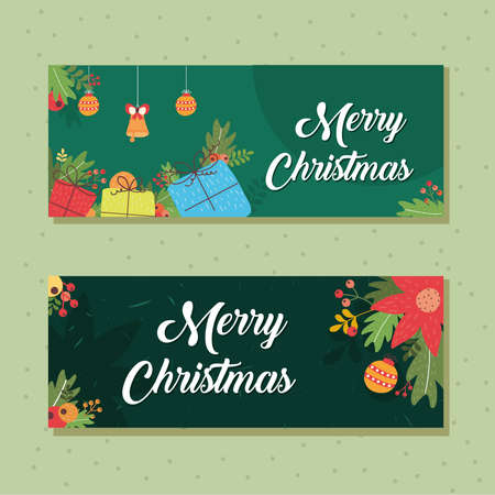 merry christmas celebration two cardsのイラスト素材