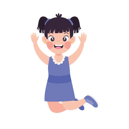 cute girl jumpingのイラスト素材