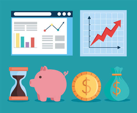 stock market six iconsのイラスト素材