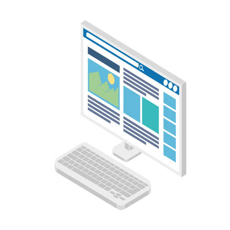 computer with web pageのイラスト素材