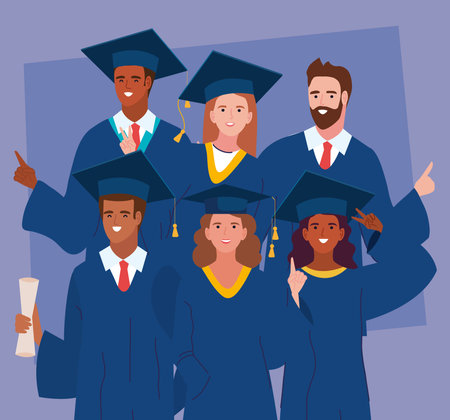 happy graduated peopleのイラスト素材