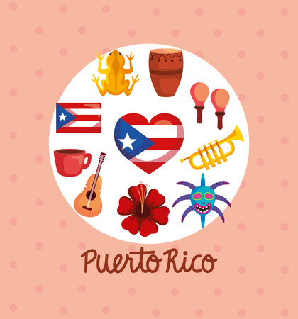 traditional icons of puerto ricoのイラスト素材