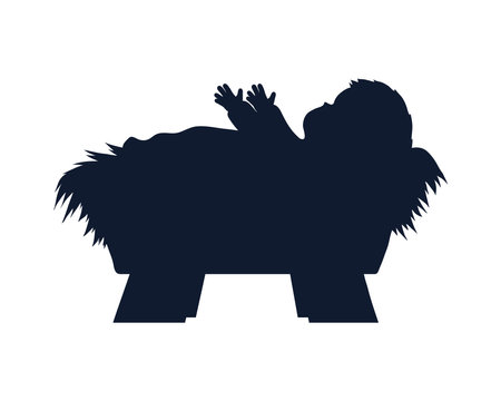 jesus baby silhouette manger characterのイラスト素材