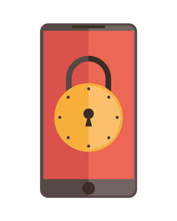 smartphone with padlock cyber securityのイラスト素材