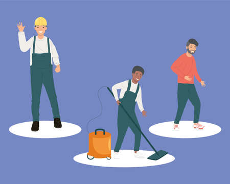 three men remodeling characters groupのイラスト素材