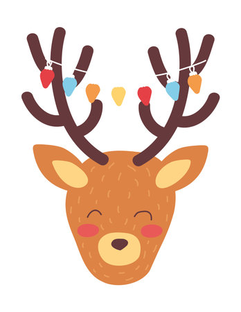 reindeer with lights bulbs christmasのイラスト素材