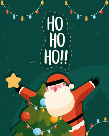 christmas season santa and lightsのイラスト素材