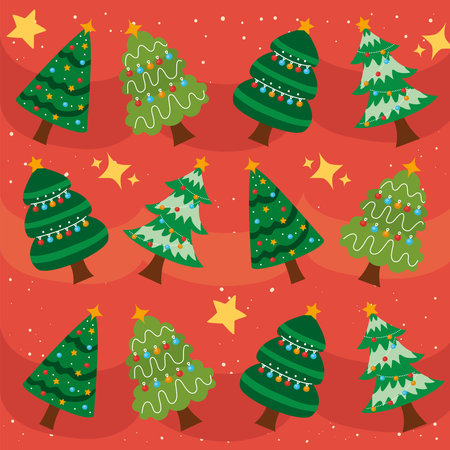 merry christmas trees pattern backgroundのイラスト素材