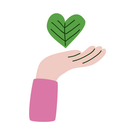hand lifting ecology heart iconのイラスト素材