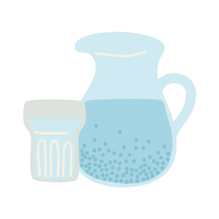 jar and glass with waterのイラスト素材
