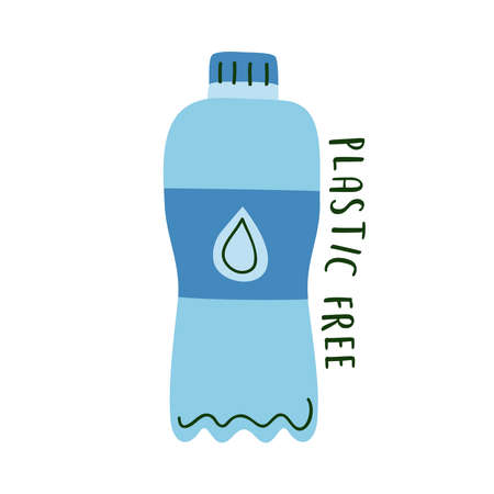 plastic free lettering with bottleのイラスト素材