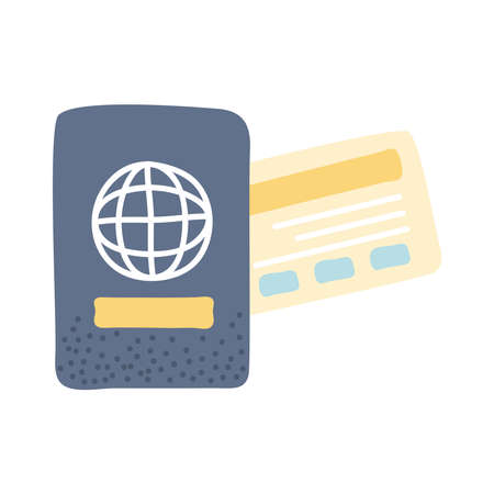 passport and ticket travel iconsのイラスト素材