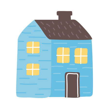 blue cute house facade iconのイラスト素材