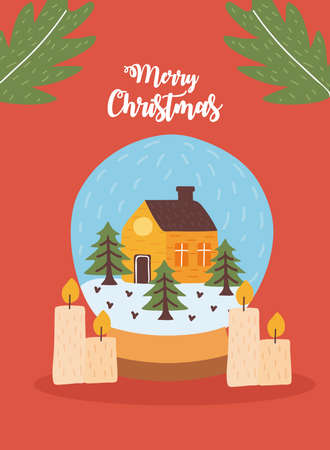 merry christmas card with sphere souvenirのイラスト素材